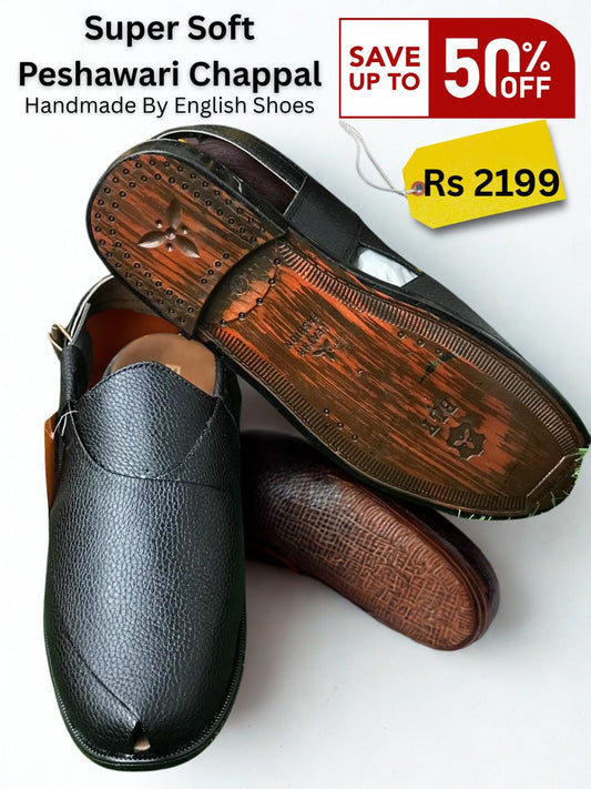Premium Classic Black Peshawari Chappal – Elegant and Durable Footwear for Men in Pakistan